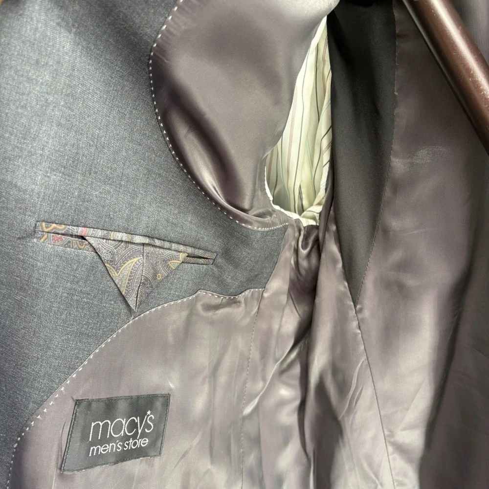 Lauren Ralph Lauren Mens 46L Charcoal Grey 100% Wool Two Button‎ Blazer Jacket